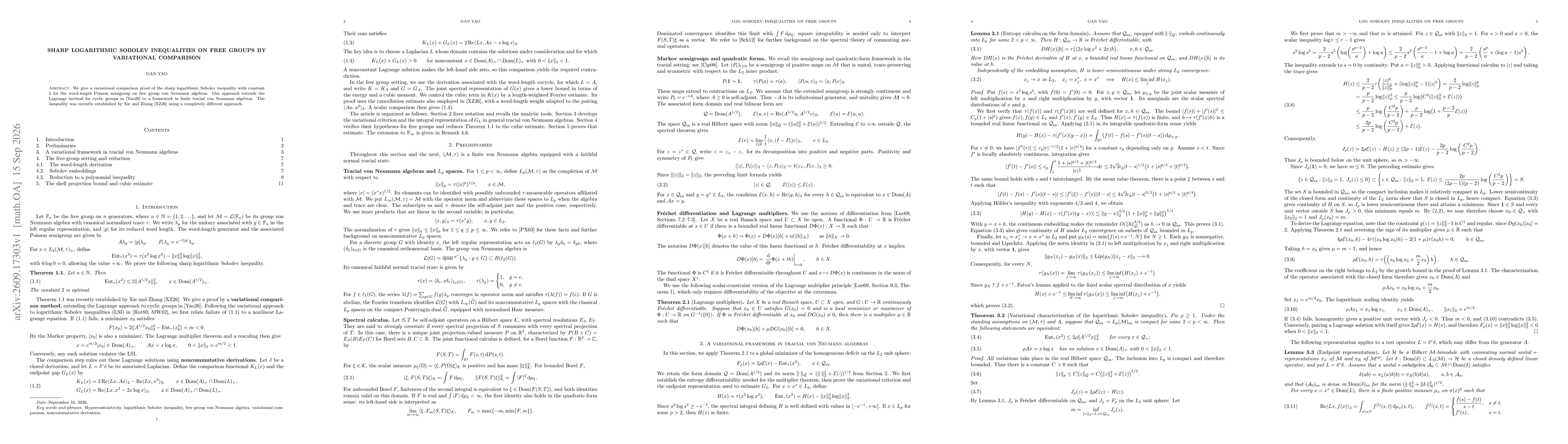 Thumbnail for Sharp logarithmic Sobolev inequalities on free groups by variational comparison