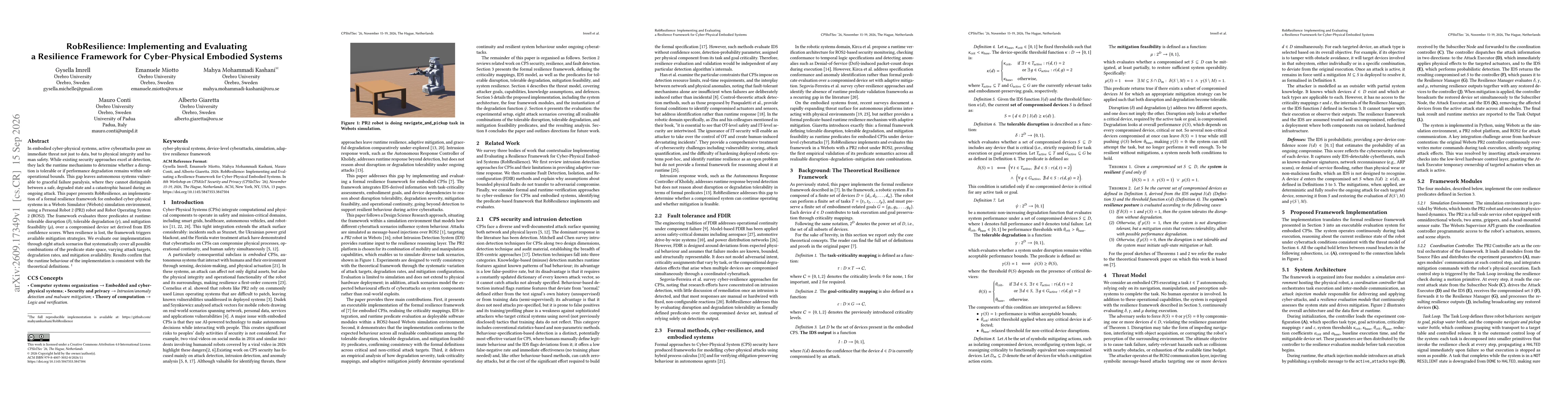 Thumbnail for RobResilience: Implementing and Evaluating a Resilience Framework for Cyber-Physical Embodied Systems