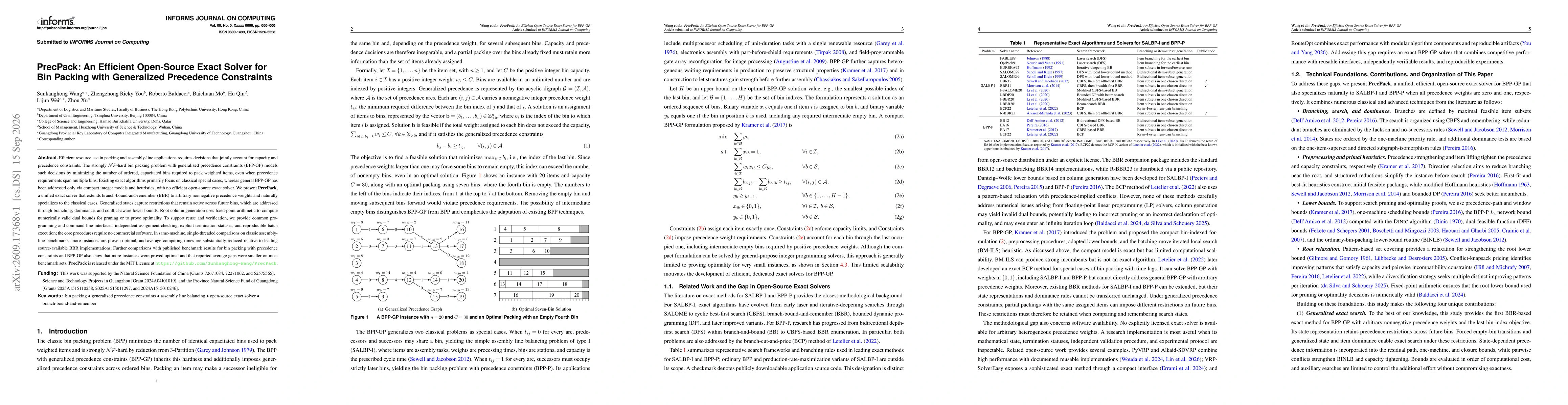 Thumbnail for PrecPack: An Efficient Open-Source Exact Solver for Bin Packing with Generalized Precedence Constraints