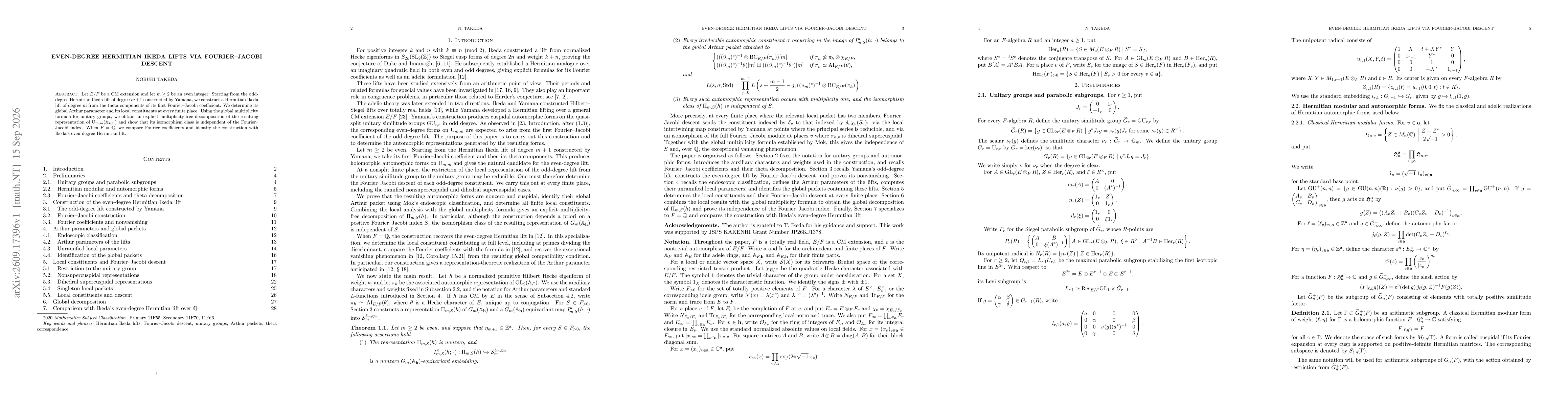 Thumbnail for Even-degree Hermitian Ikeda lifts via Fourier-Jacobi descent