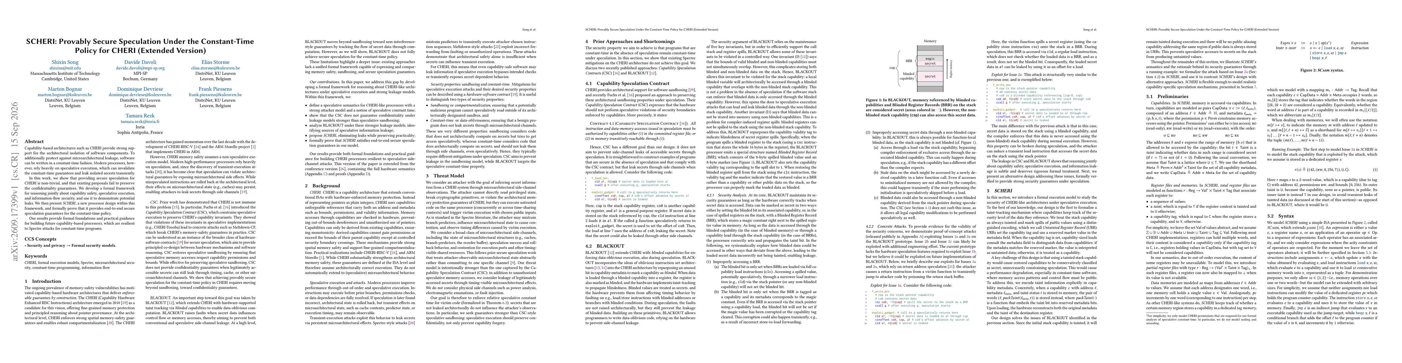 Thumbnail for SCHERI: Provably Secure Speculation Under the Constant-Time Policy for CHERI (Extended Version)