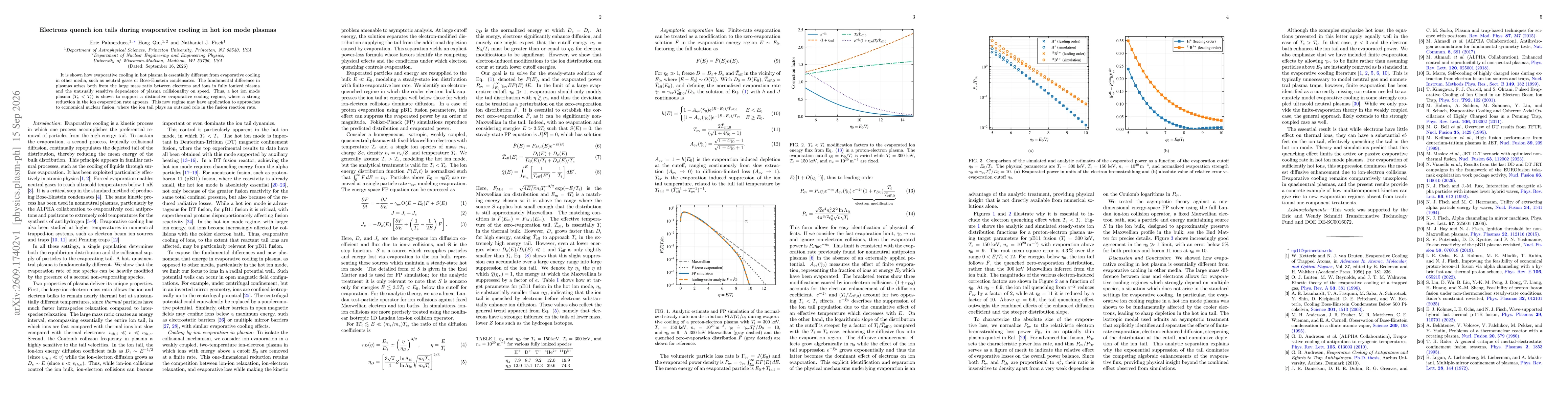 Thumbnail for Electrons quench ion tails during evaporative cooling in hot ion mode plasmas