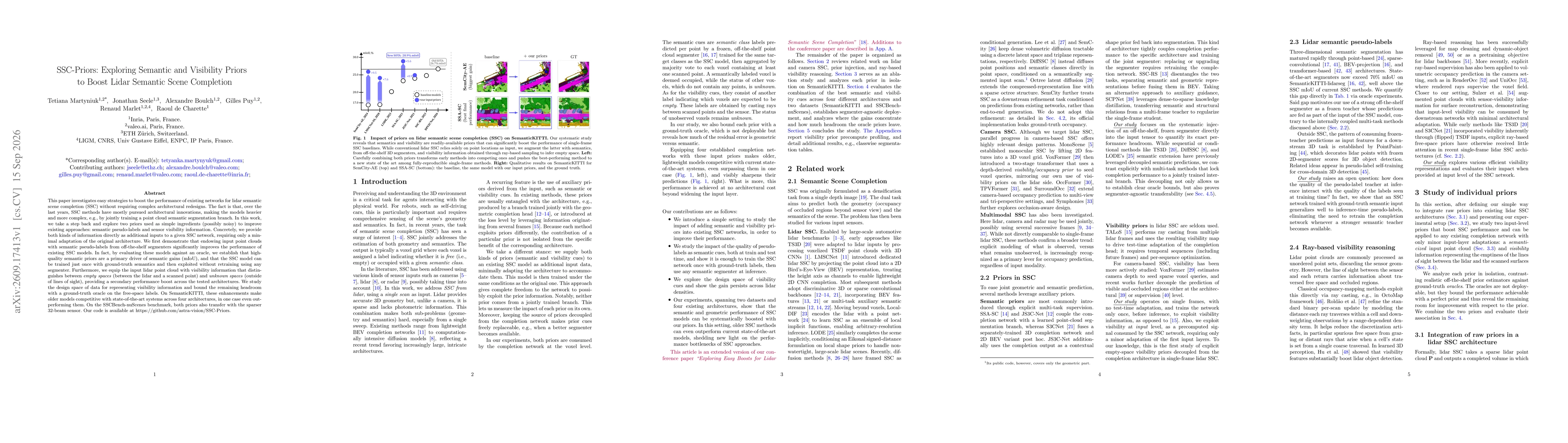 Thumbnail for SSC-Priors: Exploring Semantic and Visibility Priors to Boost Lidar Semantic Scene Completion