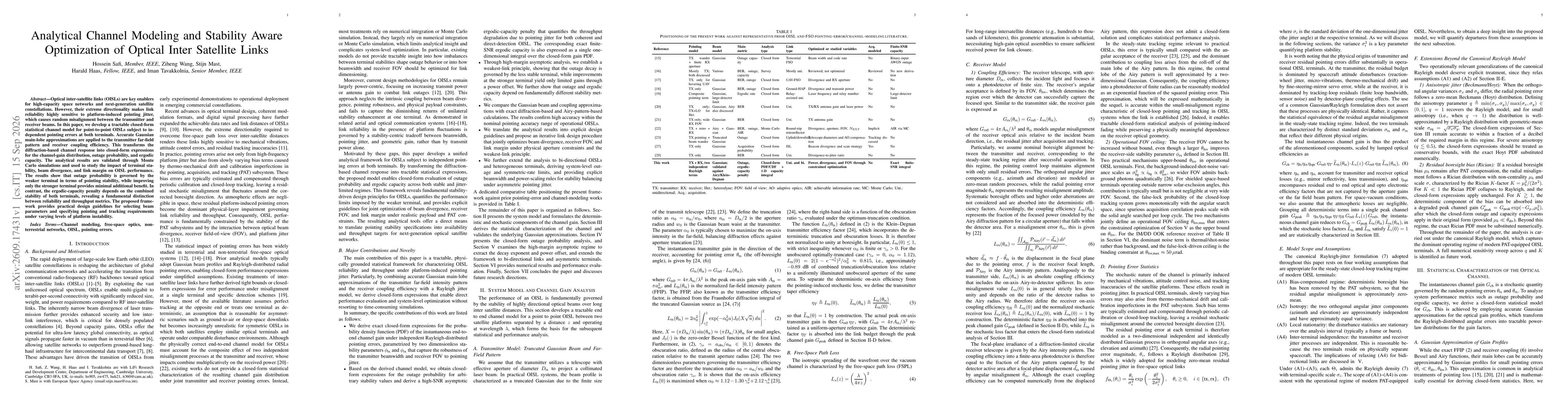 Thumbnail for Analytical Channel Modeling and Stability Aware Optimization of Optical Inter Satellite Links