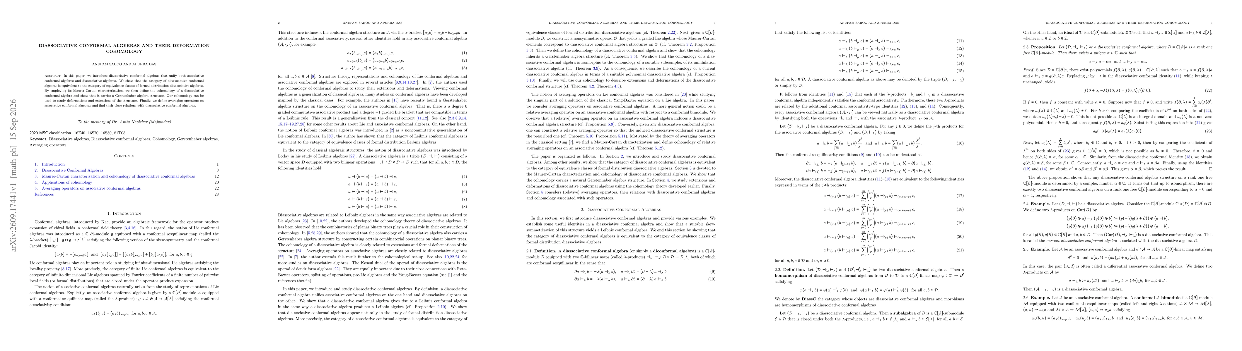 Thumbnail for Diassociative conformal algebras and their deformation cohomology