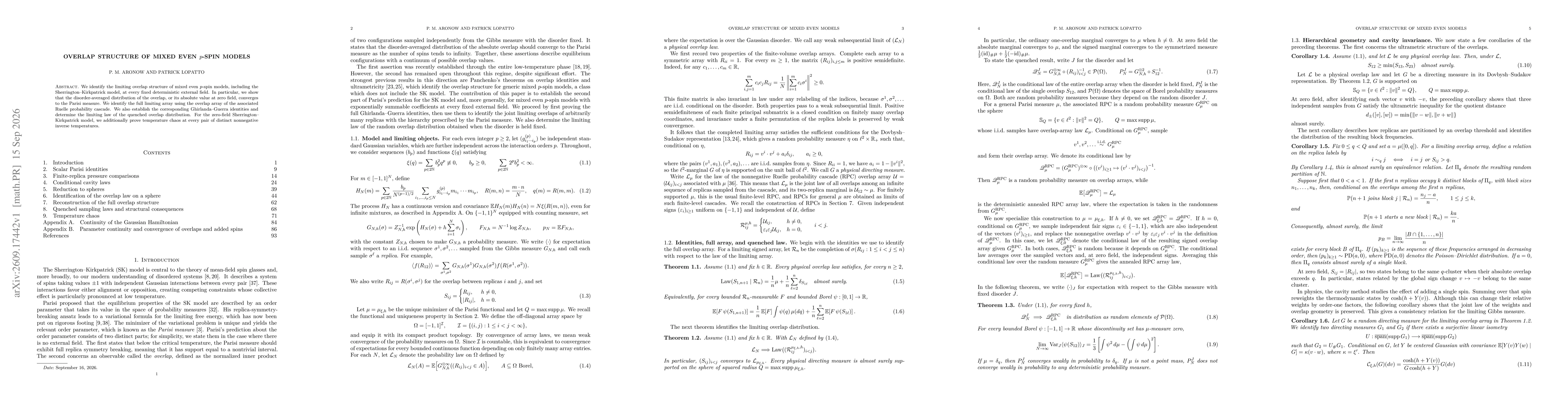Thumbnail for Overlap structure of mixed even $p$-spin models
