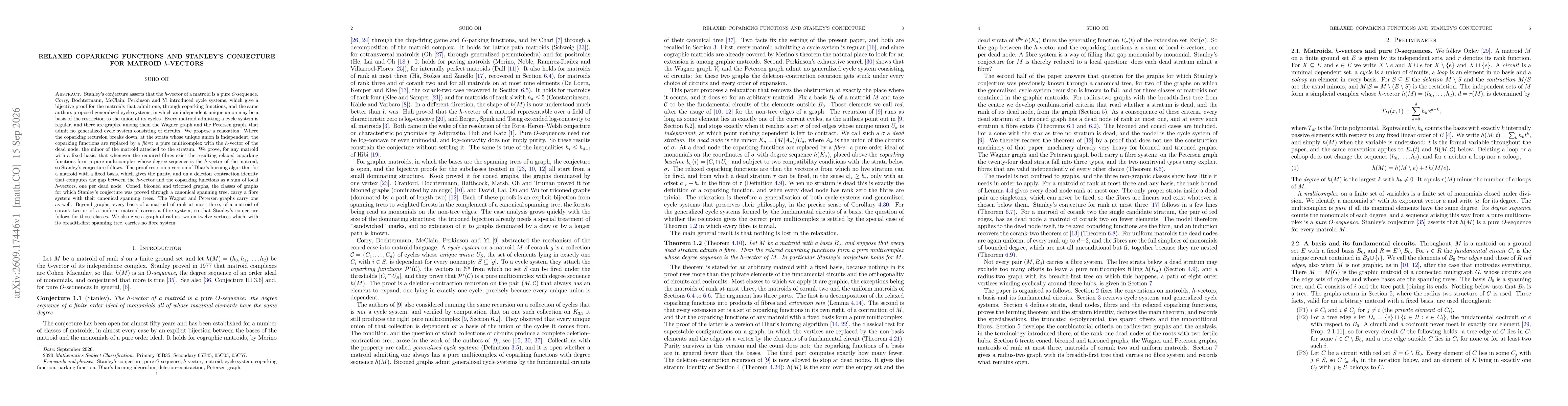 Thumbnail for Relaxed coparking functions and Stanley's conjecture for matroid $h$-vectors
