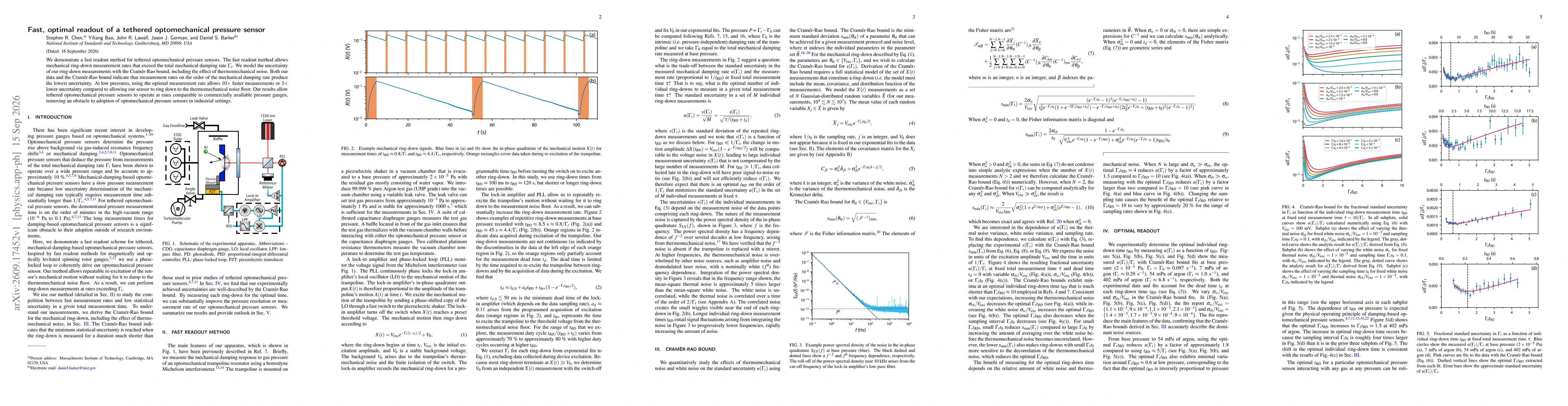 Thumbnail for Fast, optimal readout of a tethered optomechanical pressure sensor