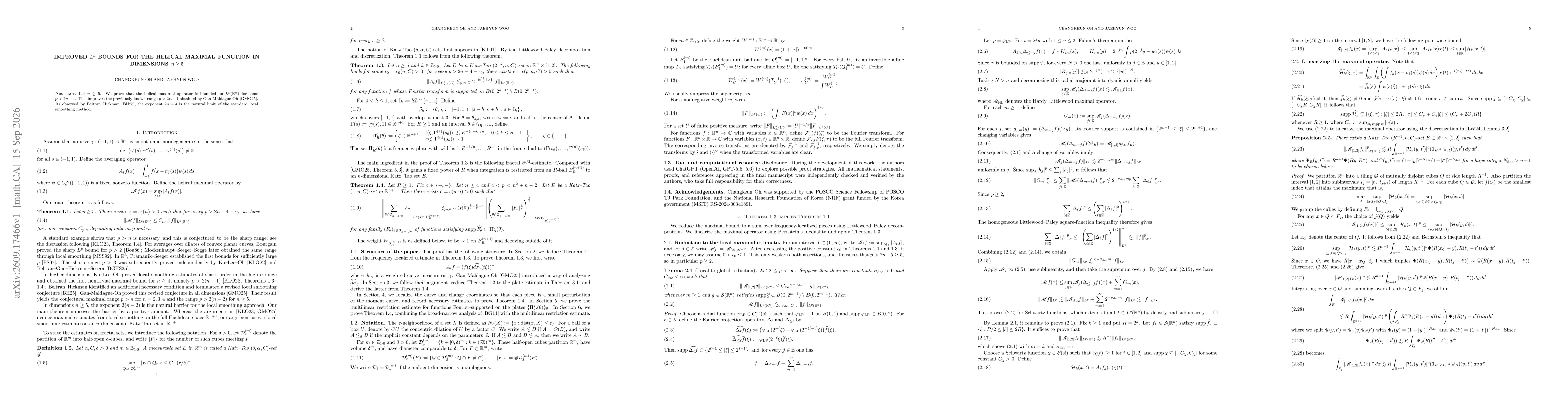 Thumbnail for Improved $L^p$ bounds for the helical maximal function in dimensions $n \geq 5$