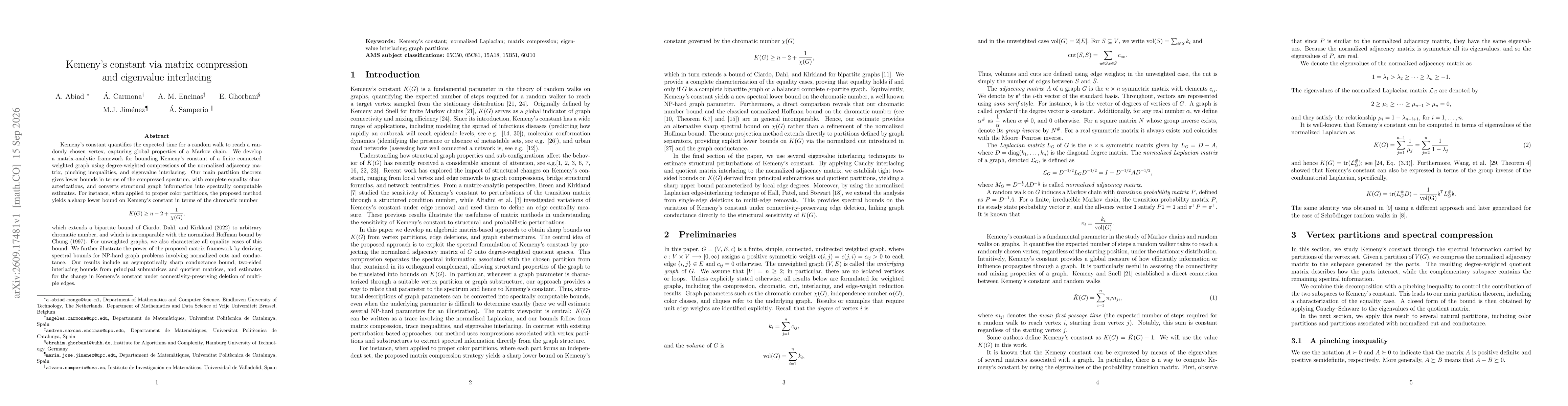 Thumbnail for Kemeny's constant via matrix compression and eigenvalue interlacing
