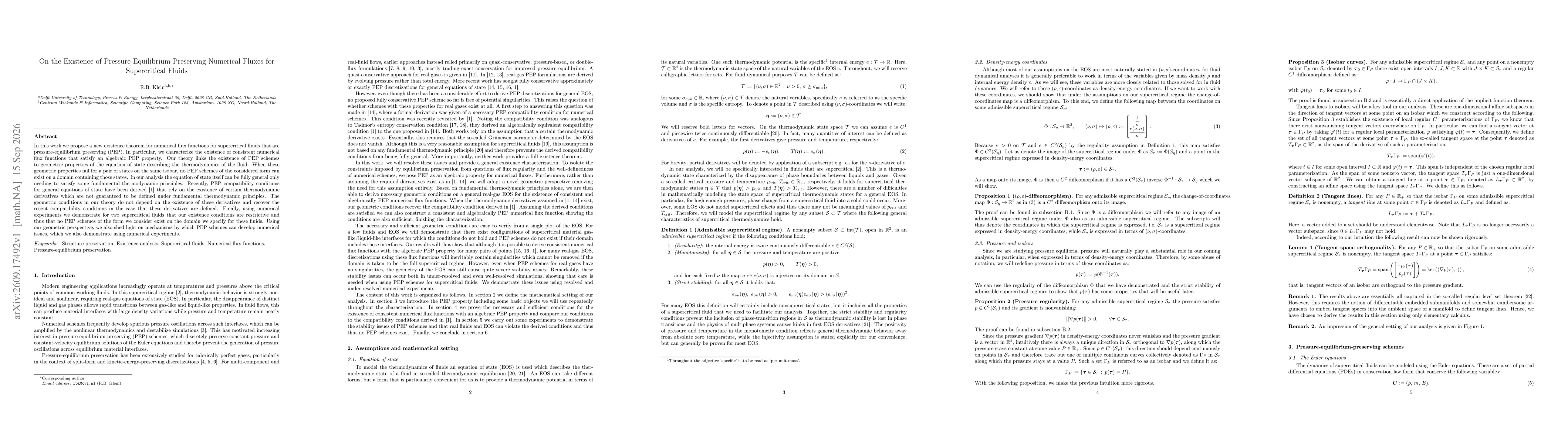 Thumbnail for On the Existence of Pressure-Equilibrium-Preserving Numerical Fluxes for Supercritical Fluids