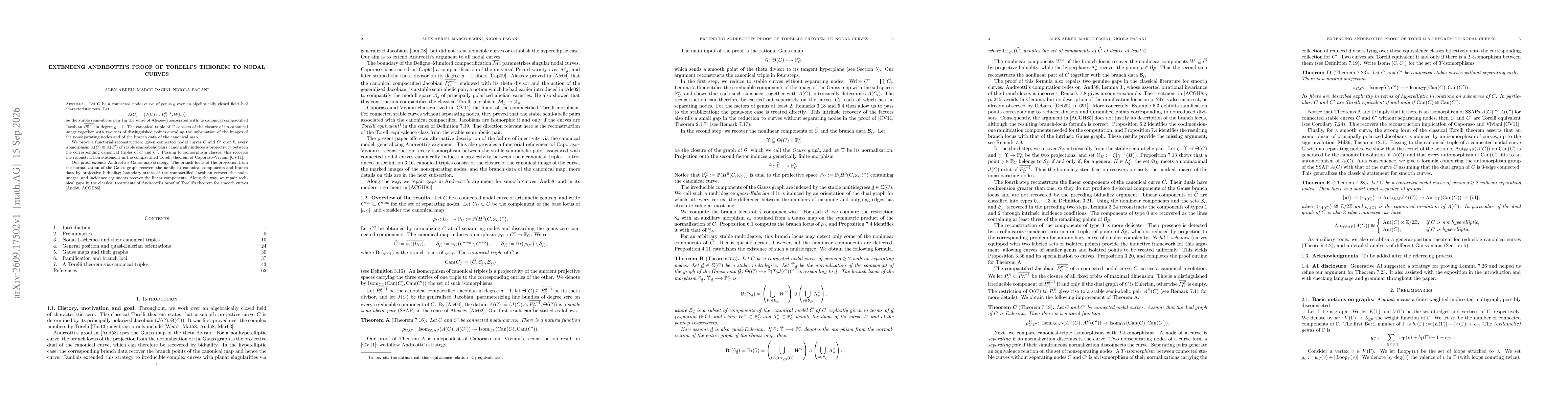 Thumbnail for Extending Andreotti's proof of Torelli's theorem to nodal curves