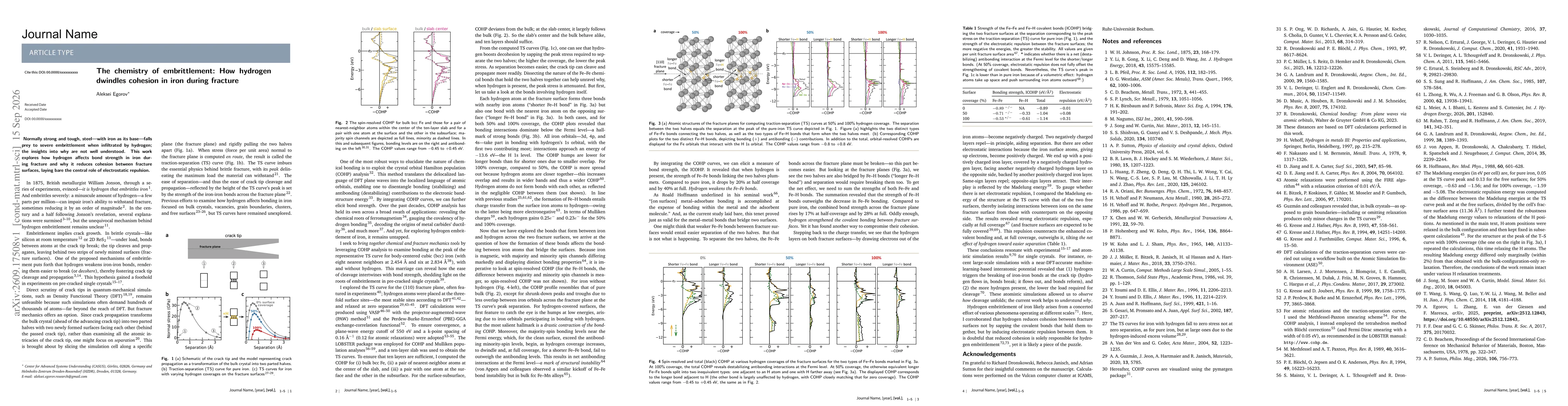 Thumbnail for The chemistry of embrittlement: How hydrogen dwindles cohesion in iron during fracture
