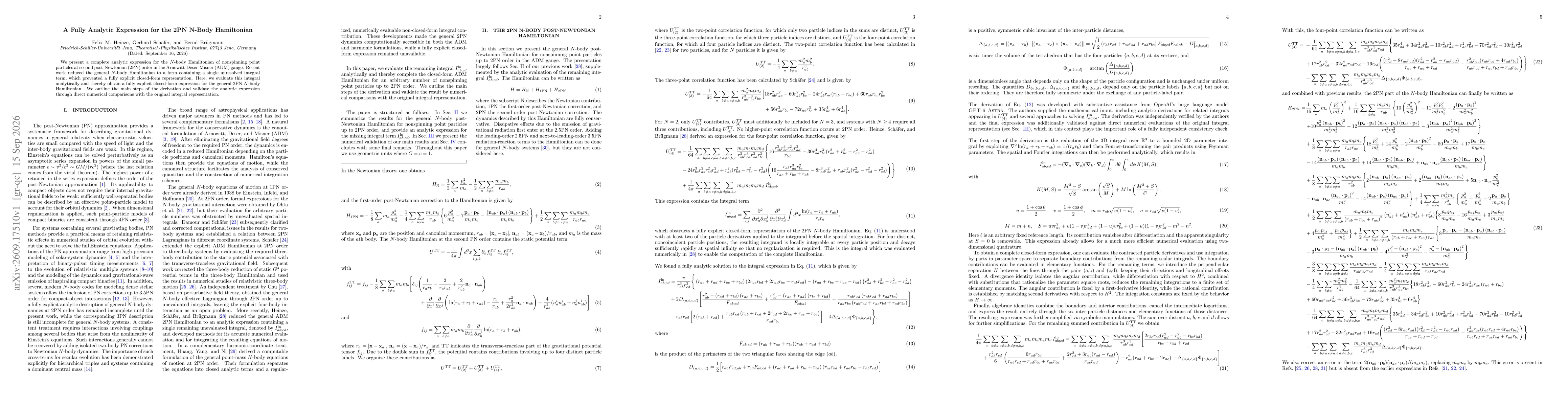Thumbnail for A Fully Analytic Expression for the 2PN N-Body Hamiltonian