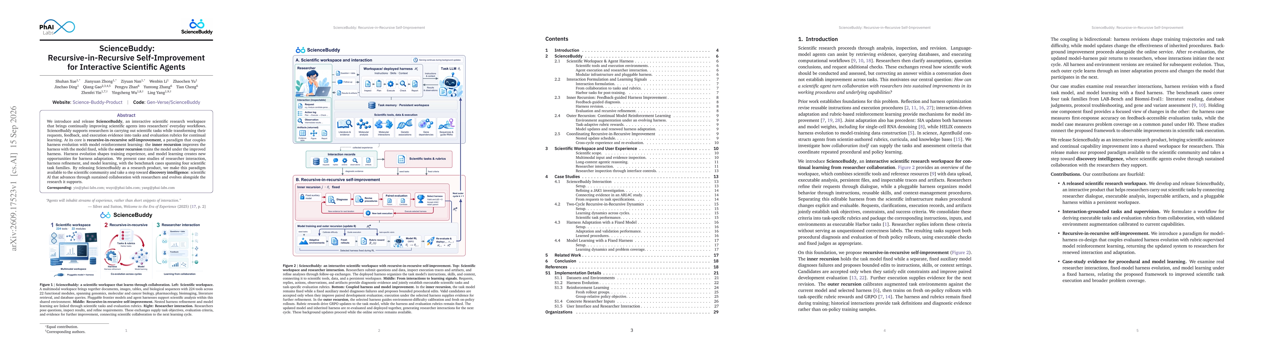 Thumbnail for ScienceBuddy: Recursive-in-Recursive Self-Improvement for Interactive Scientific Agents