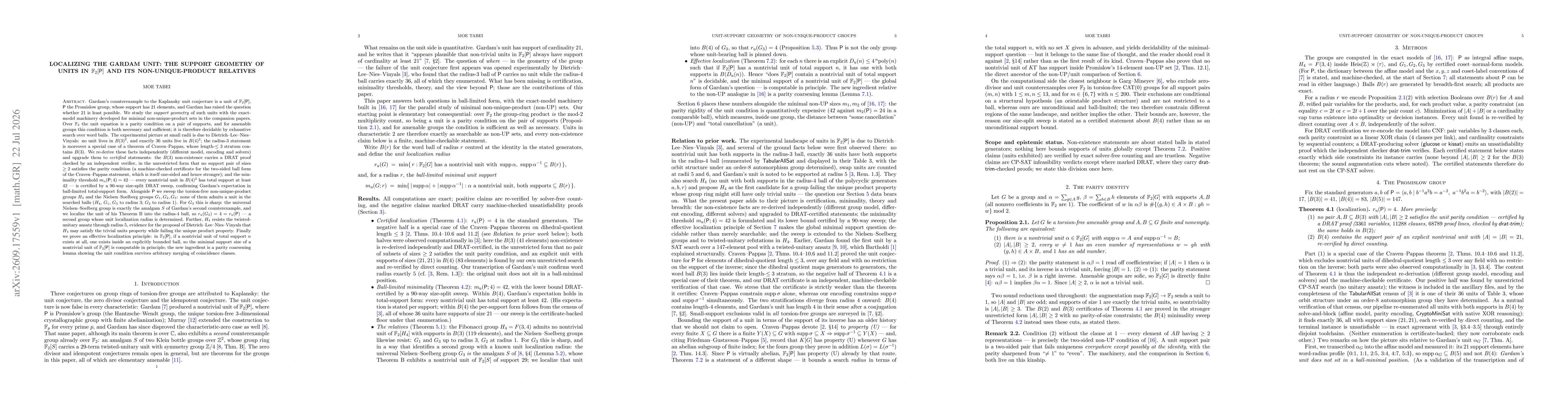 Thumbnail for Localizing the Gardam unit: the support geometry of units in F_2[P] and its non-unique-product relatives