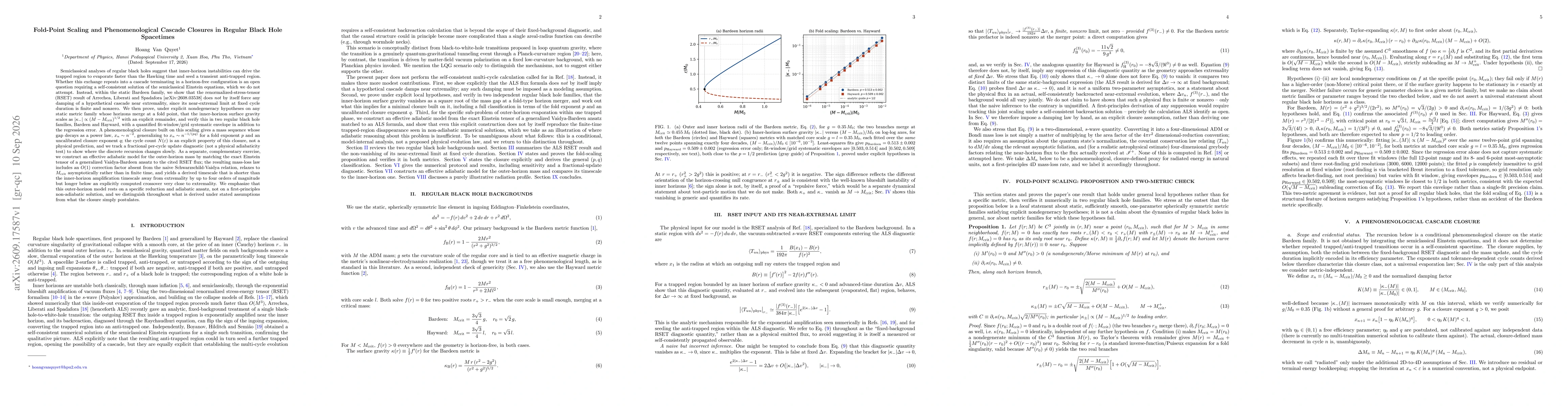 Thumbnail for Fold-Point Scaling and Phenomenological Cascade Closures in Regular Black Hole Spacetimes