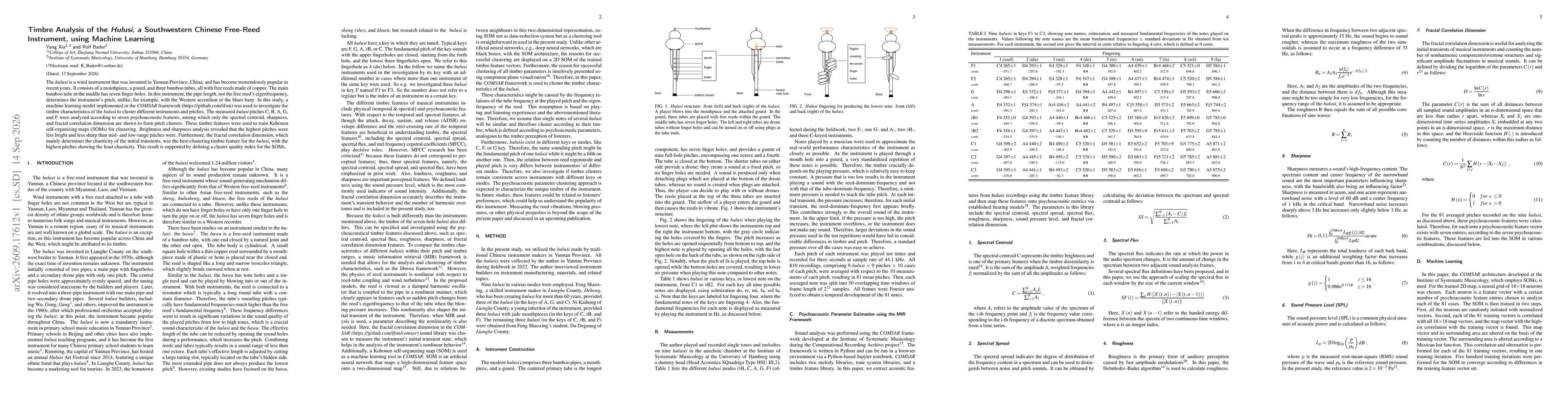 Thumbnail for Timbre Analysis of the Hulusi, a Southwestern Chinese Free-Reed Instrument, using Machine Learning