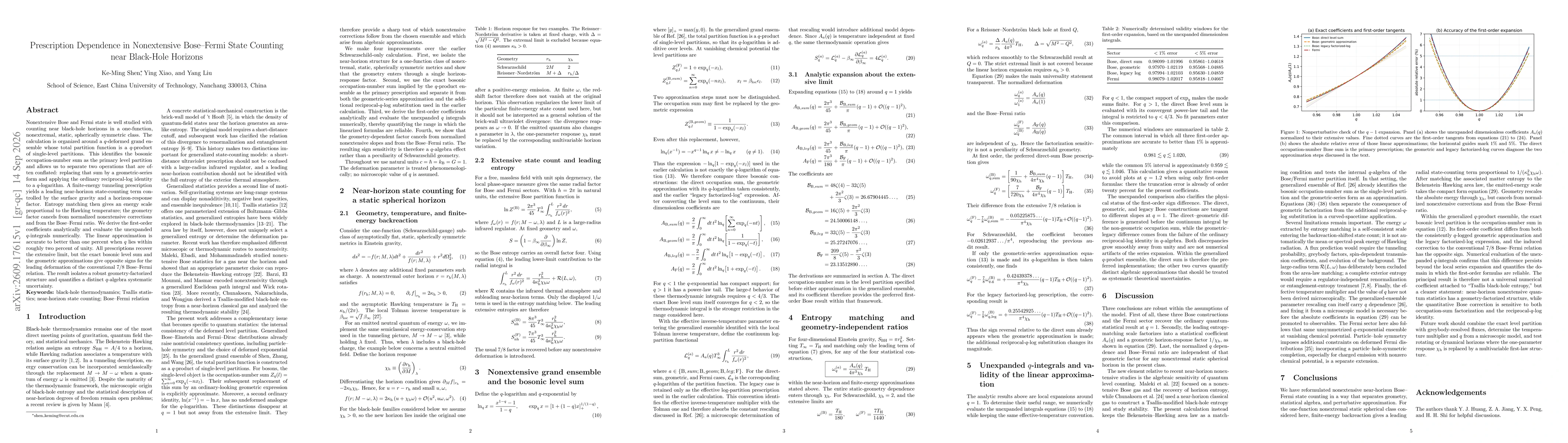 Thumbnail for Prescription Dependence in Nonextensive Bose--Fermi State Counting near Black-Hole Horizons