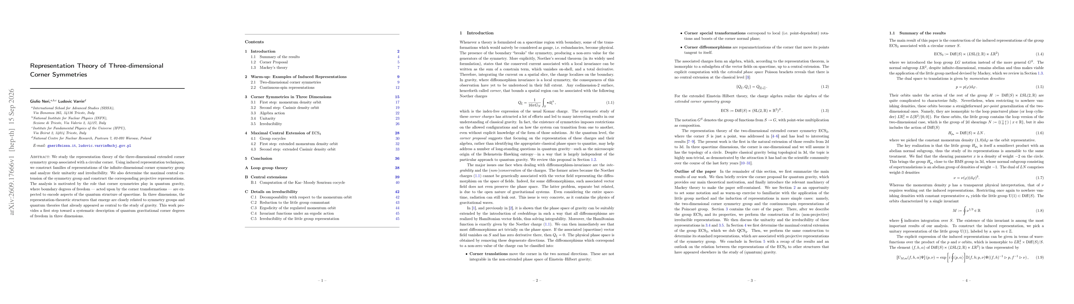 Thumbnail for Representation Theory of Three-dimensional Corner Symmetries