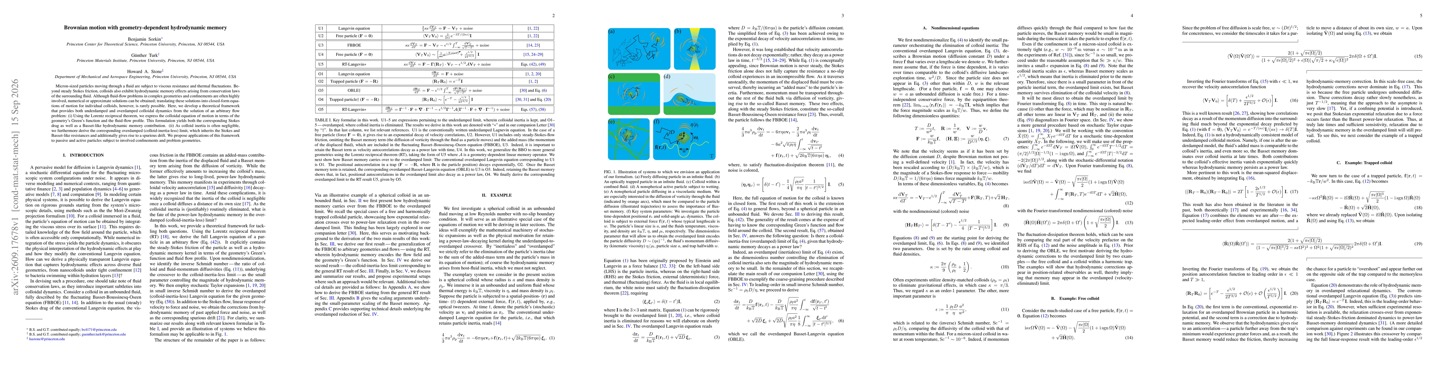 Thumbnail for Brownian motion with geometry-dependent hydrodynamic memory