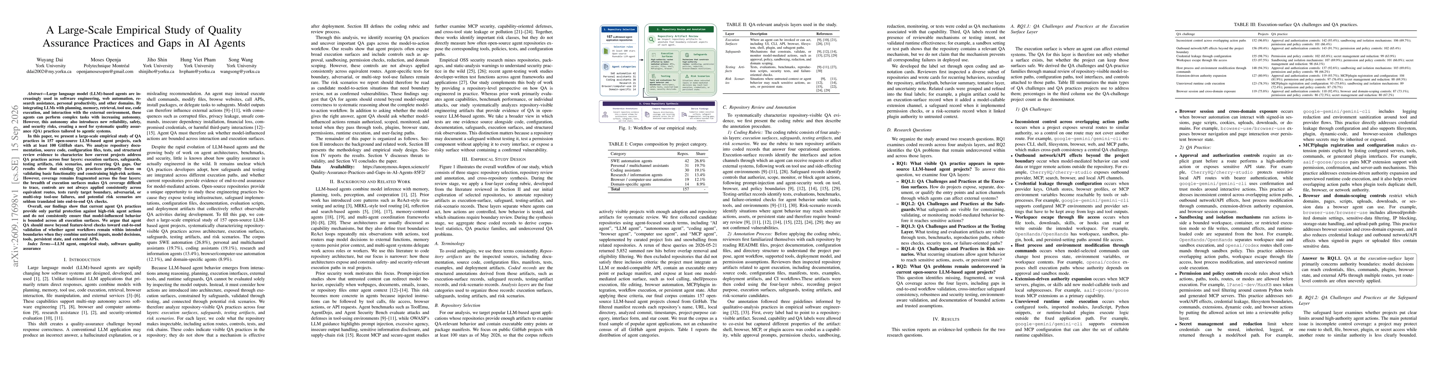 Thumbnail for A Large-Scale Empirical Study of Quality Assurance Practices and Gaps in AI Agents