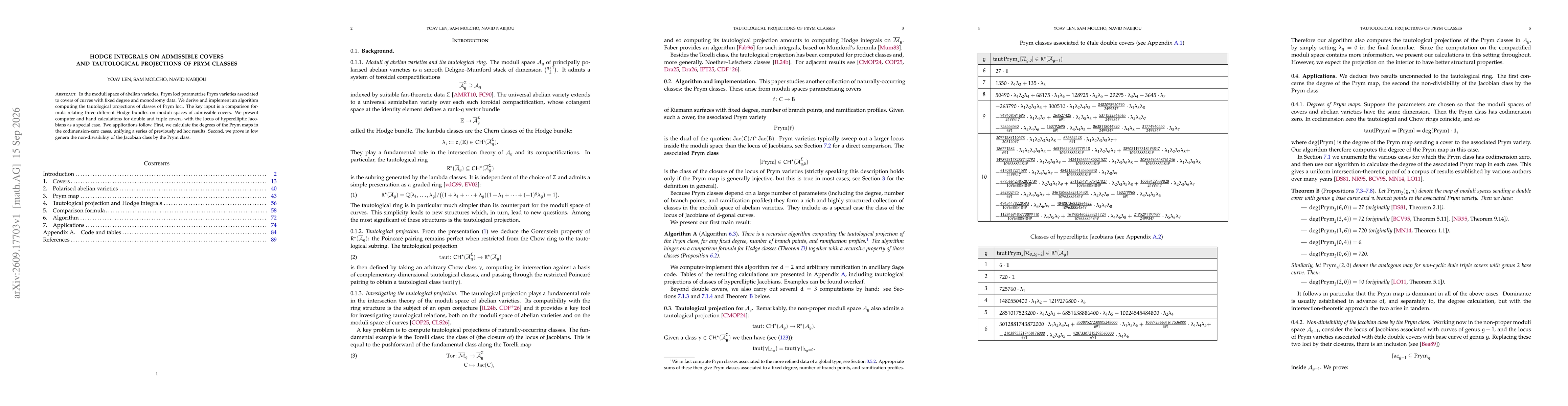 Thumbnail for Hodge integrals on admissible covers and tautological projections of Prym classes