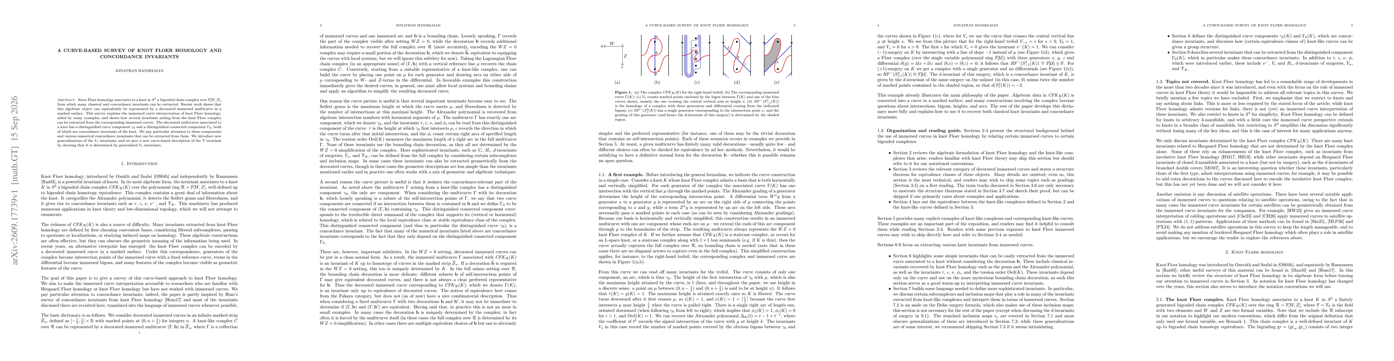 Thumbnail for A curve-based survey of knot Floer homology and concordance invariants