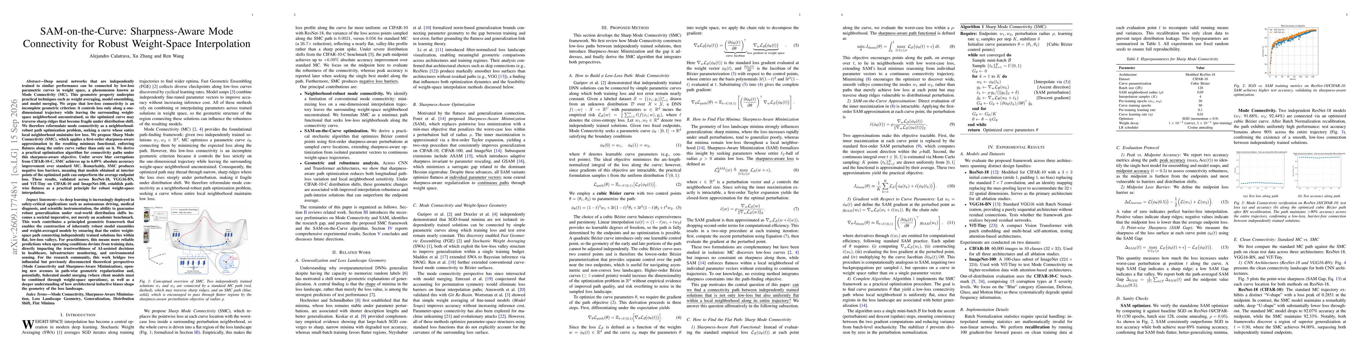 Thumbnail for SAM-on-the-Curve: Sharpness-Aware Mode Connectivity for Robust Weight-Space Interpolation