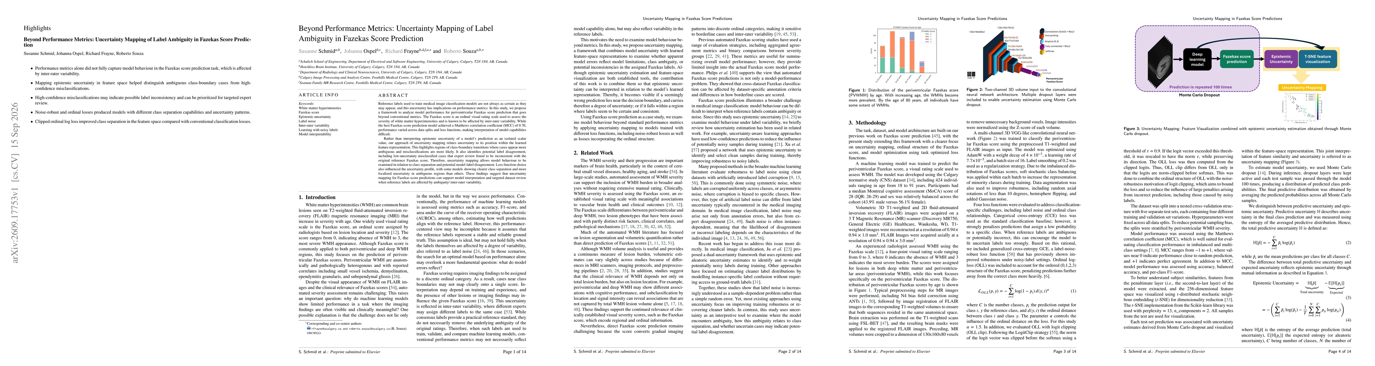 Thumbnail for Beyond Performance Metrics: Uncertainty Mapping of Label Ambiguity in Fazekas Score Prediction