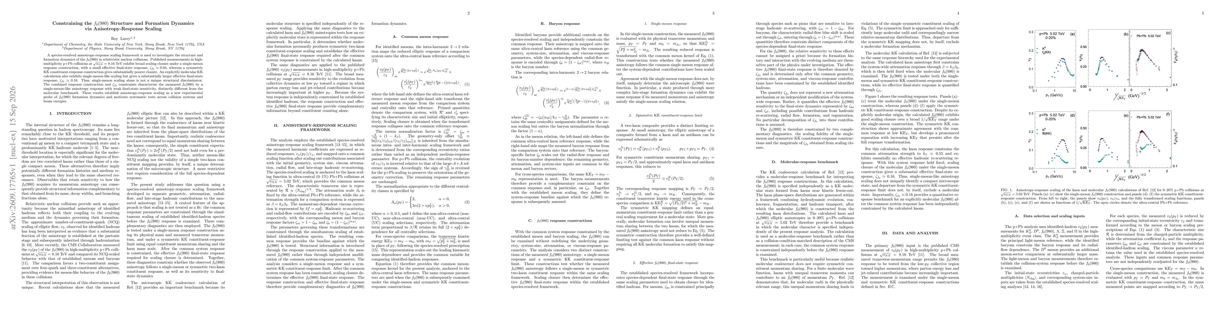 Thumbnail for Constraining the $f_0(980)$ Structure and Formation Dynamics via Anisotropy-Response Scaling