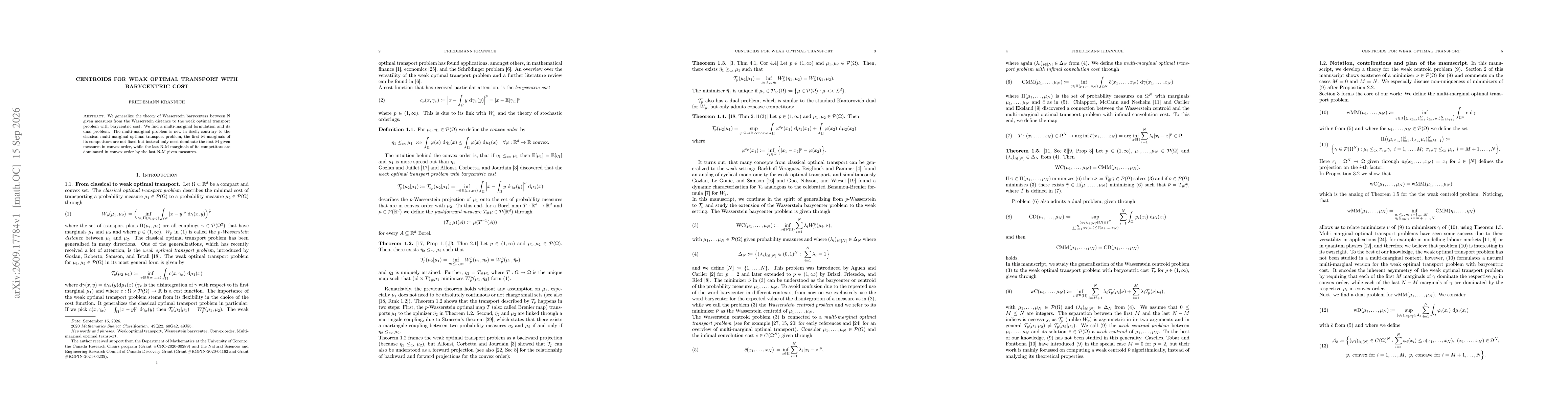 Thumbnail for Centroids for weak optimal transport with barycentric cost