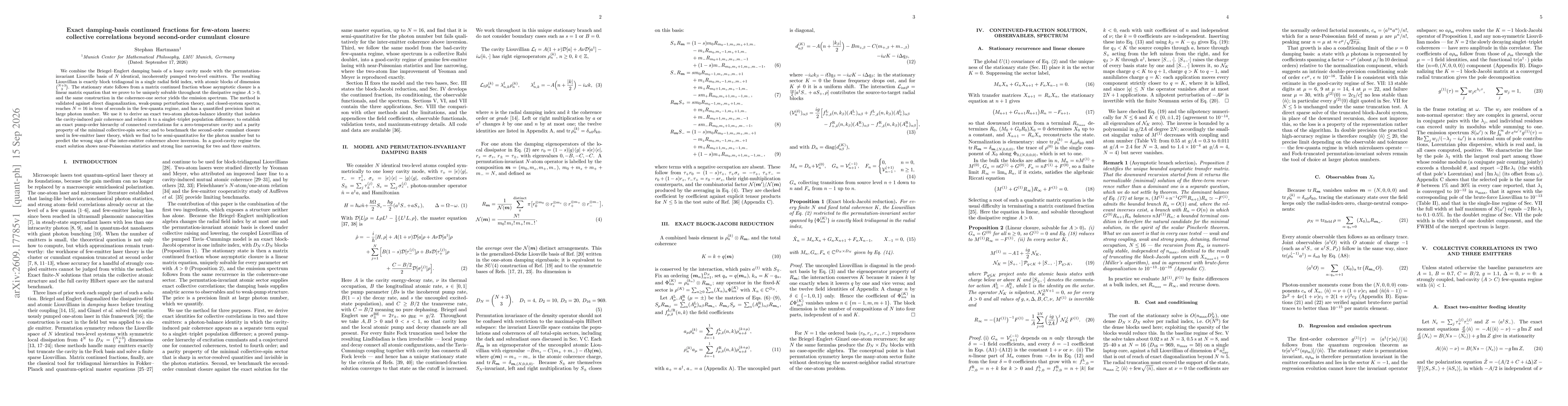 Thumbnail for Exact damping-basis continued fractions for few-atom lasers: collective correlations beyond second-order cumulant closure
