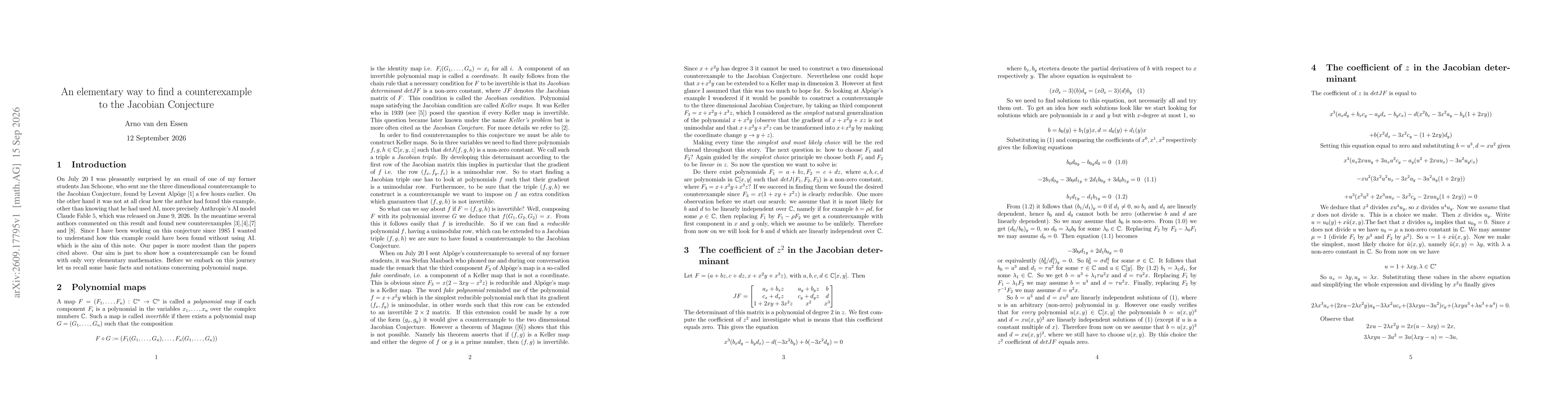 Thumbnail for An elementary way to find a counterexample to the Jacobian Conjecture