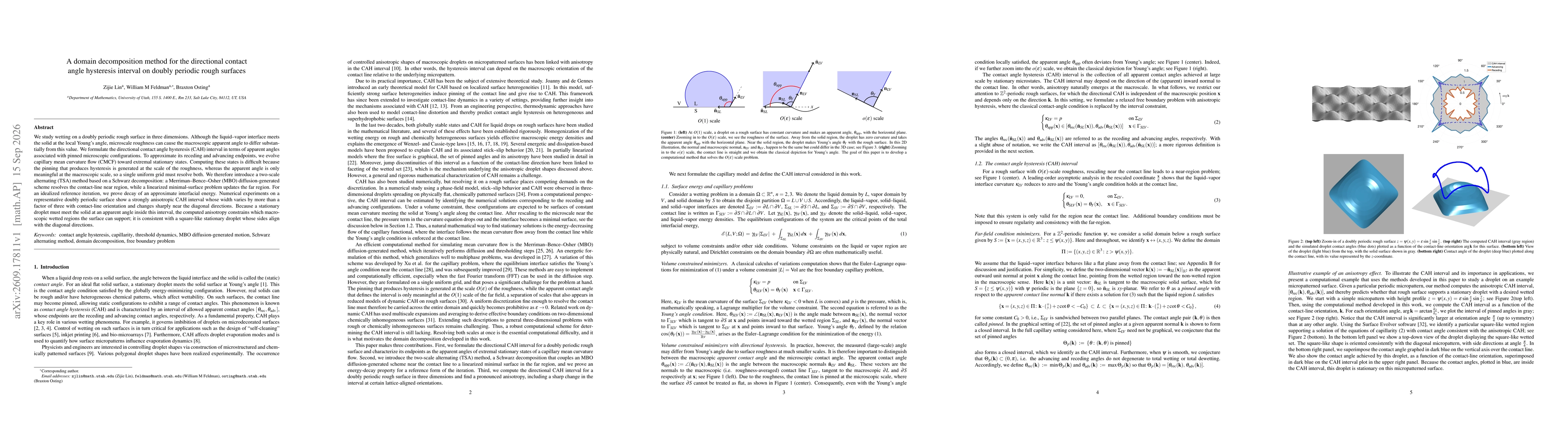 Thumbnail for A domain decomposition method for the directional contact angle hysteresis interval on doubly periodic rough surfaces