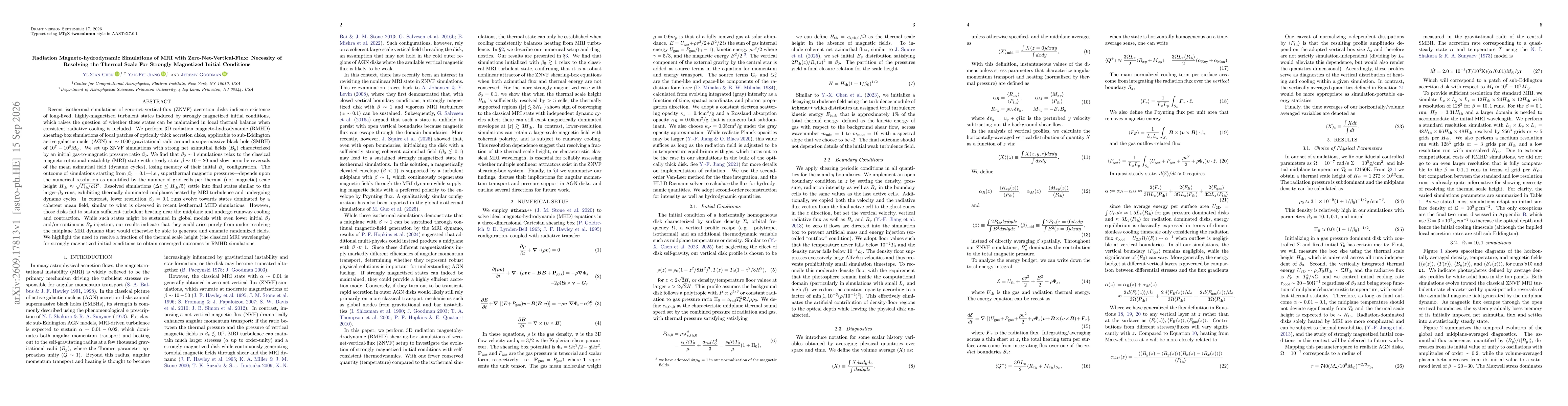 Thumbnail for Radiation Magneto-hydrodynamic Simulations of MRI with Zero-Net-Vertical-Flux: Necessity of Resolving the Thermal Scale For Strongly Magnetized Initial Conditions