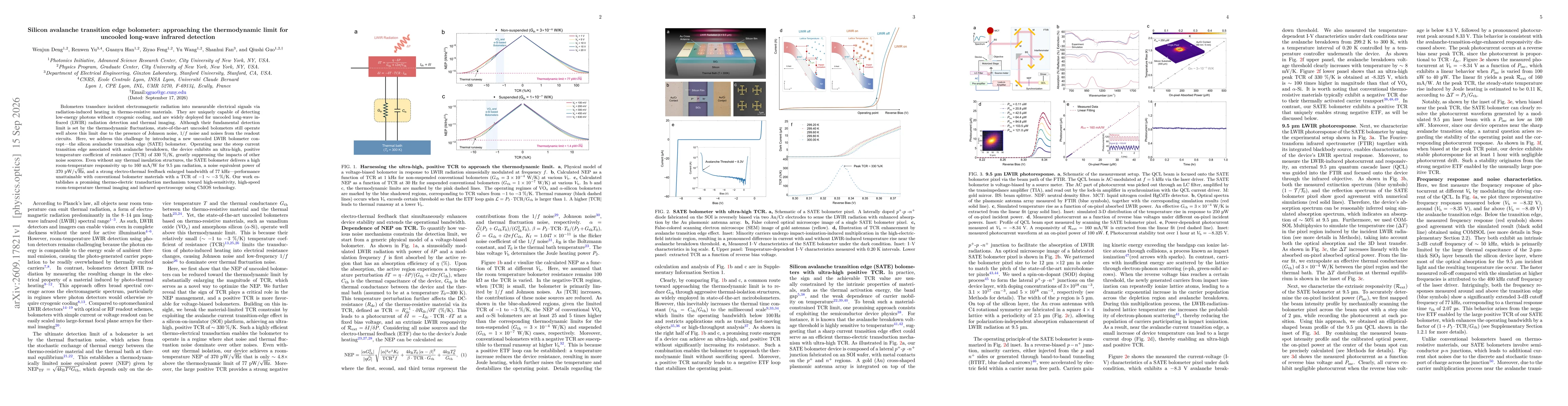 Thumbnail for Silicon avalanche transition edge bolometer: approaching the thermodynamic limit for uncooled long-wave infrared detection