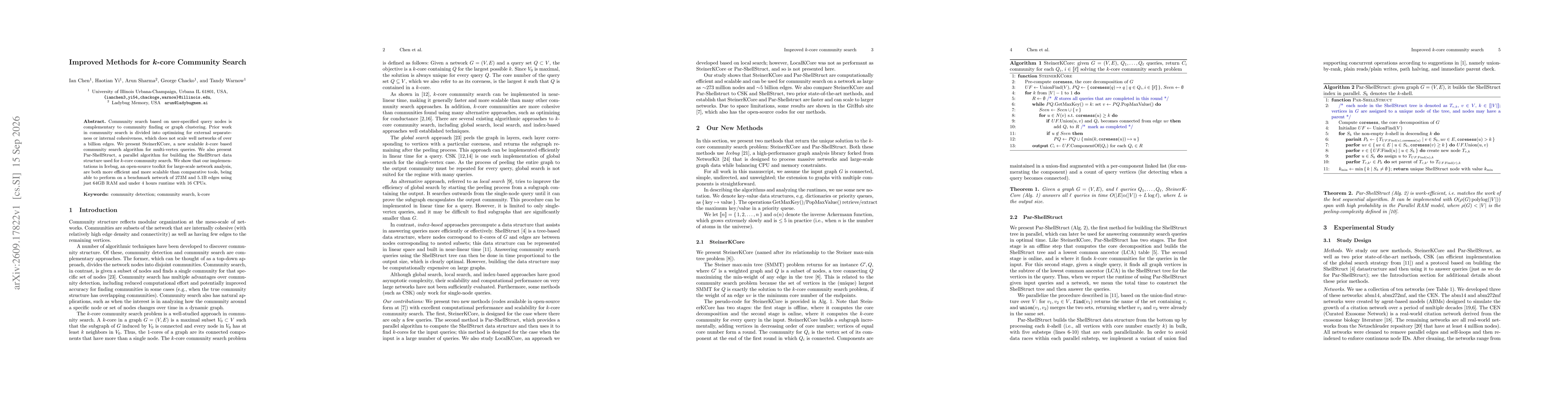 Thumbnail for Improved Methods for k-core Community Search