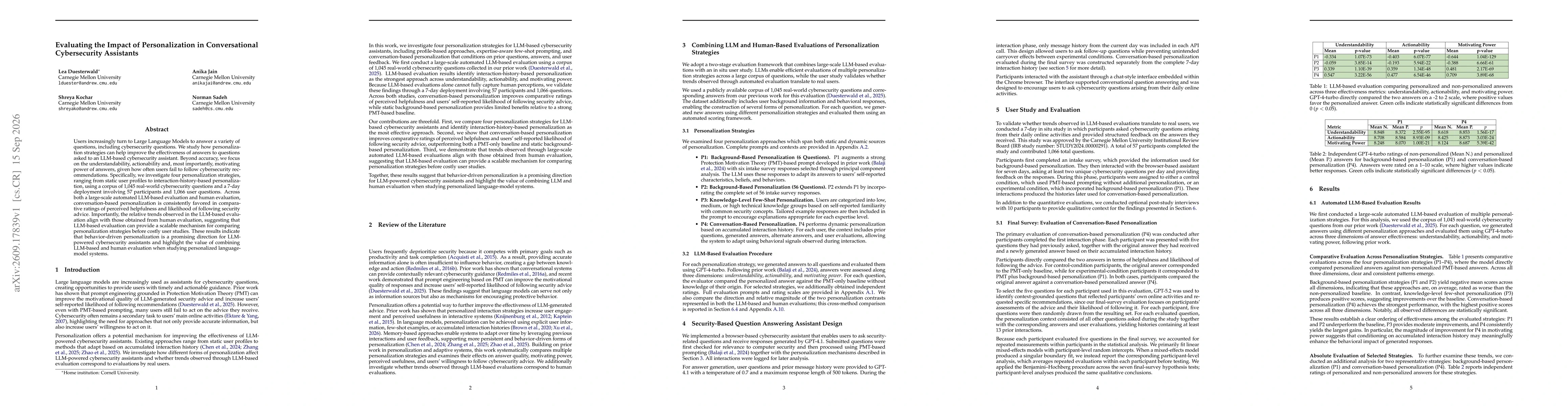 Thumbnail for Evaluating the Impact of Personalization in Conversational Cybersecurity Assistants