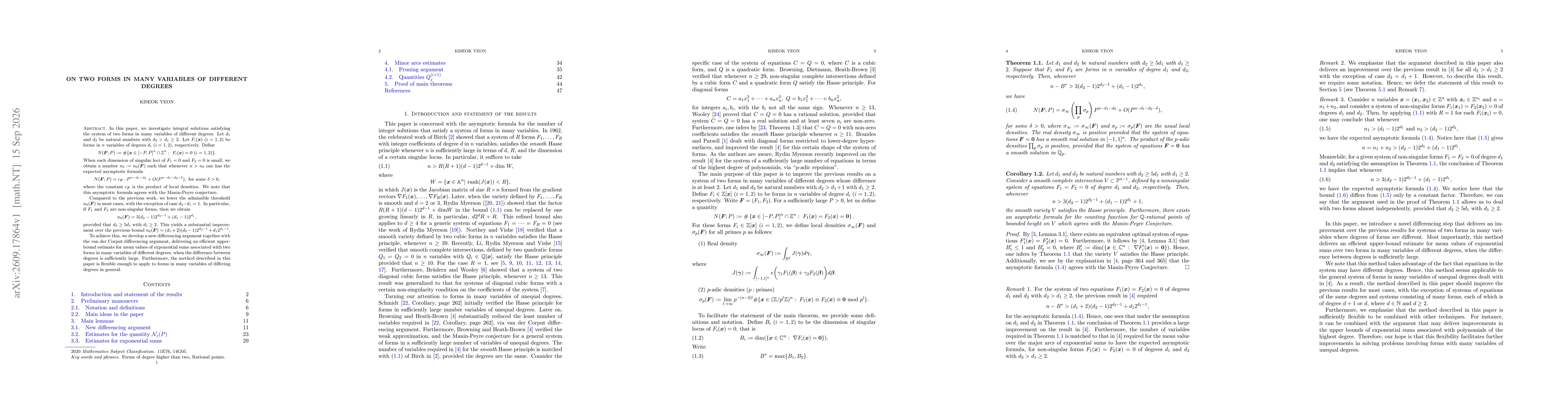 Thumbnail for On two forms in many variables of different degrees