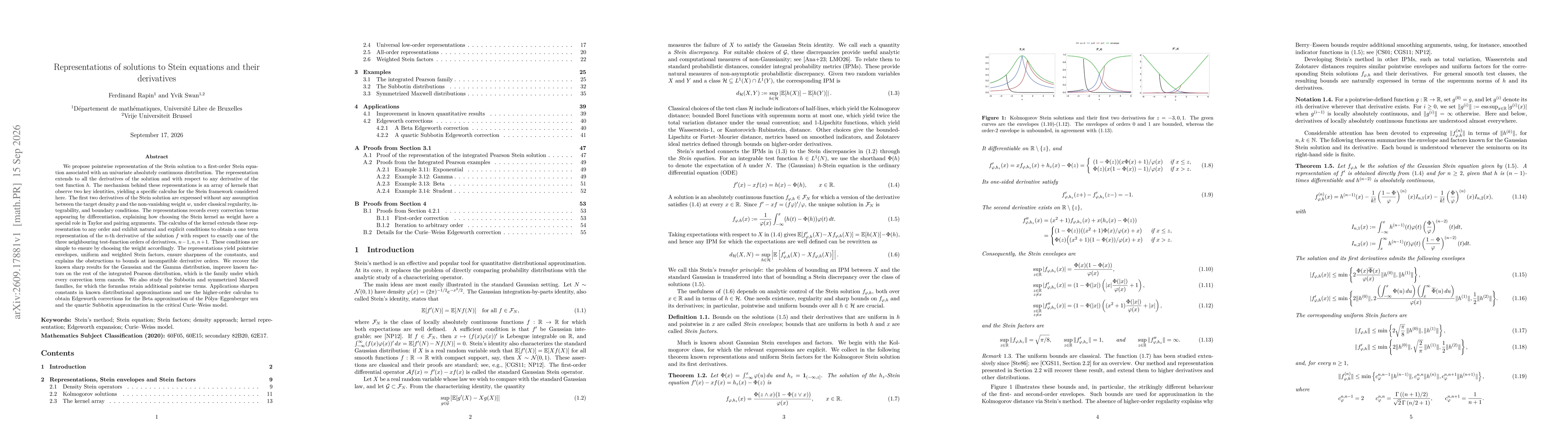 Thumbnail for Representations of solutions to Stein equations and their derivatives