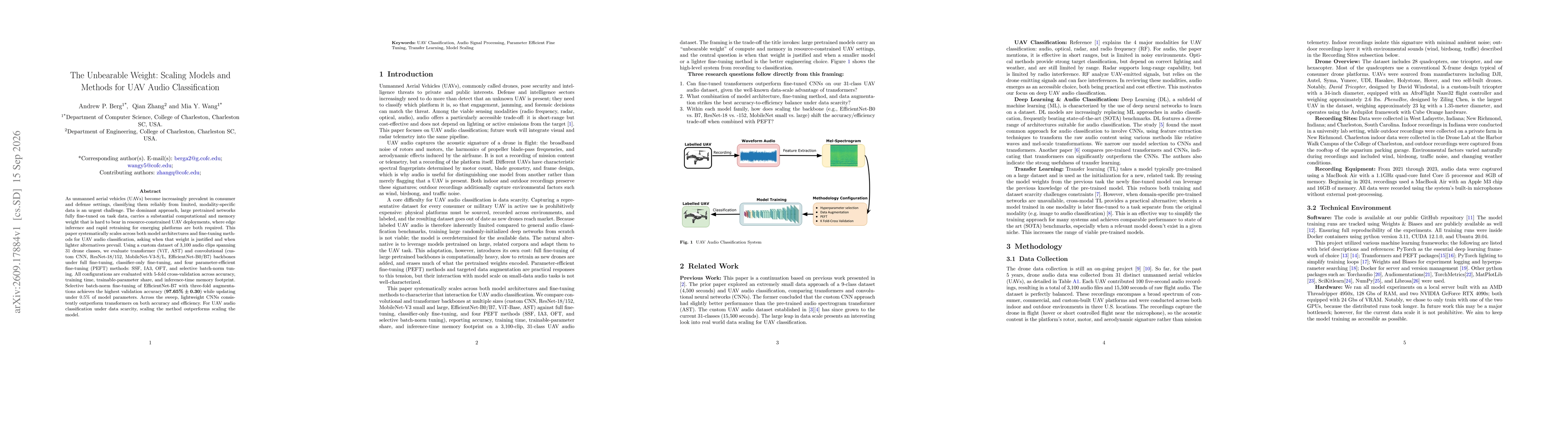 Thumbnail for The Unbearable Weight: Scaling Models and Methods for UAV Audio Classification