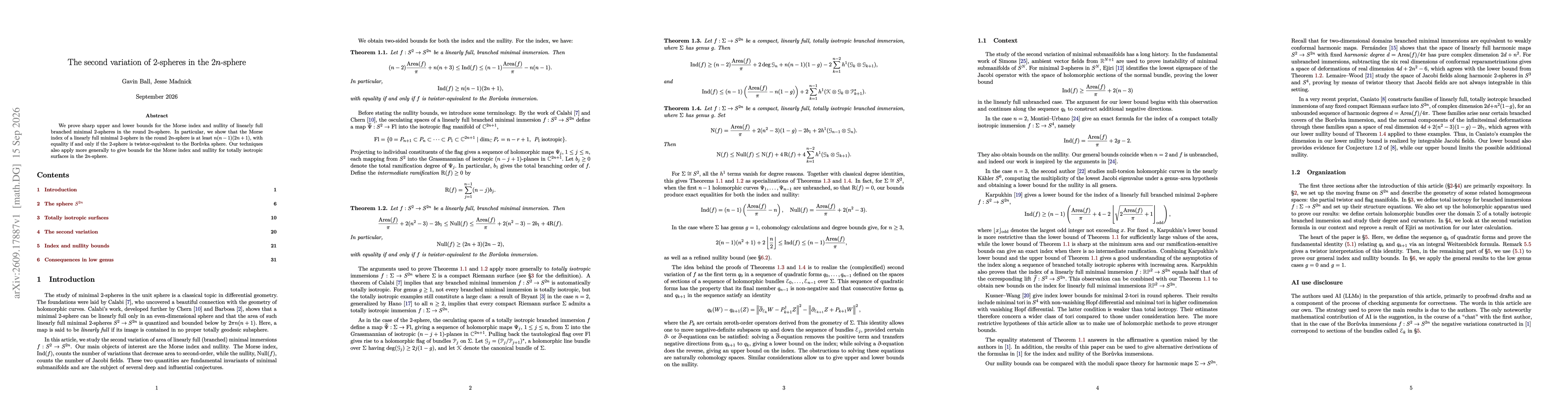 Thumbnail for The second variation of 2-spheres in the 2n-sphere