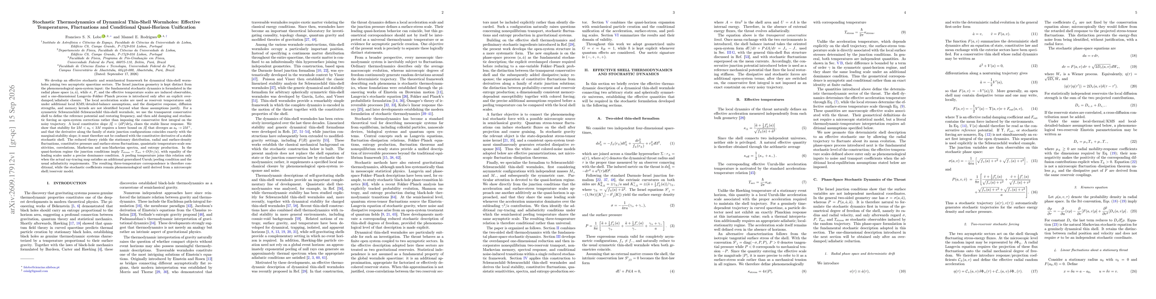 Thumbnail for Stochastic Thermodynamics of Dynamical Thin-Shell Wormholes: Effective Temperatures, Fluctuations and Conditional Quasi-Horizon Unification