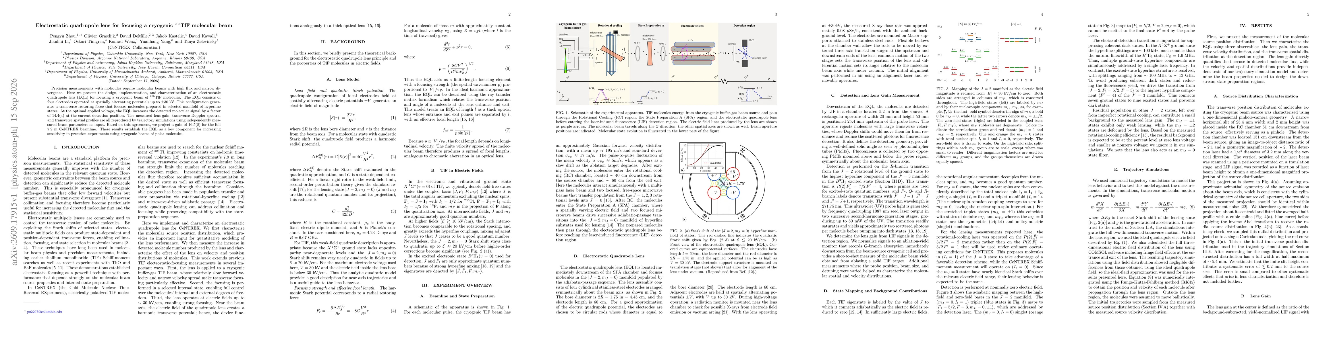 Thumbnail for Electrostatic quadrupole lens for focusing a cryogenic $^{205}$TlF molecular beam