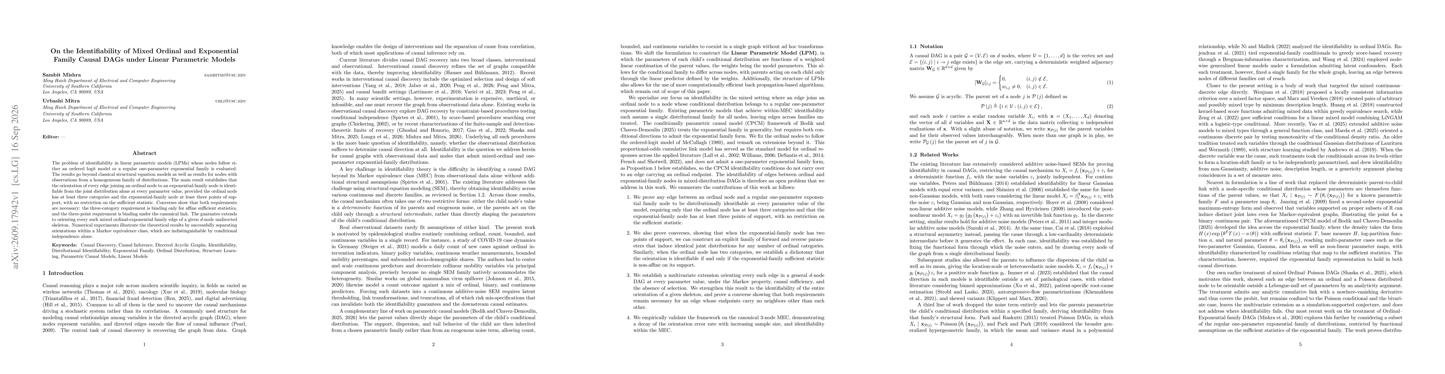Thumbnail for On the Identifiability of Mixed Ordinal and Exponential Family Causal DAGs under Linear Parametric Models