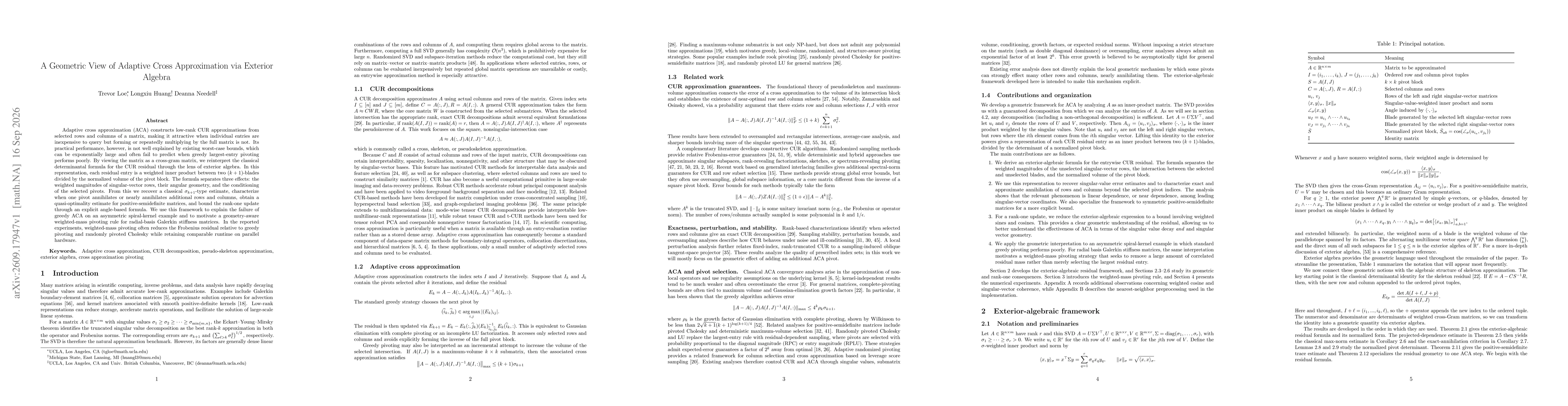 Thumbnail for A Geometric View of Adaptive Cross Approximation via Exterior Algebra