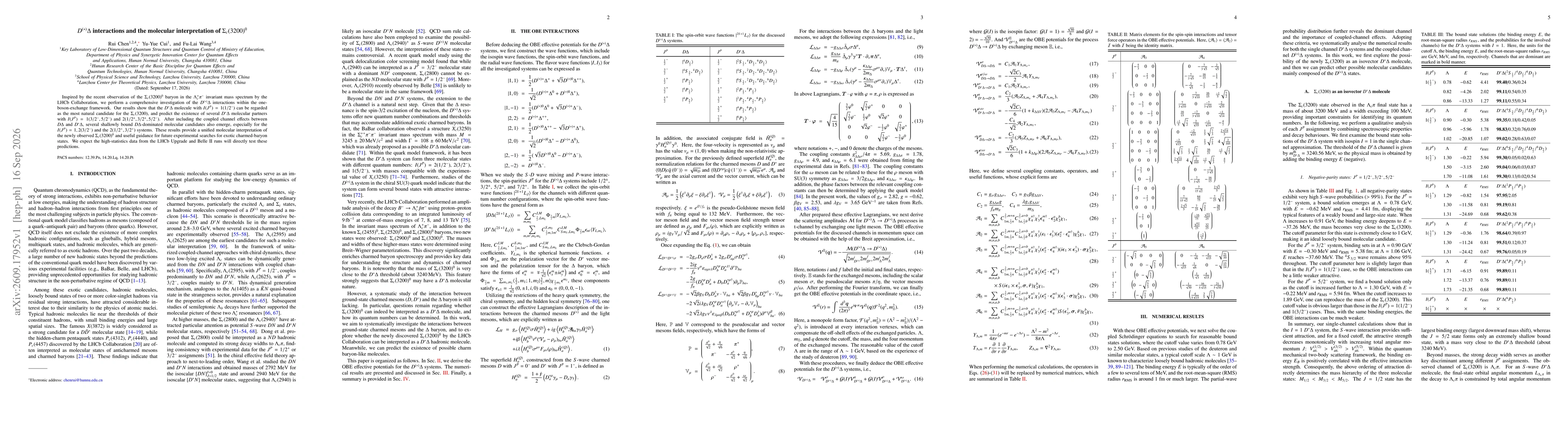 Thumbnail for $D^{(*)}Δ$ interactions and the molecular interpretation of $Σ_c(3200)^0$