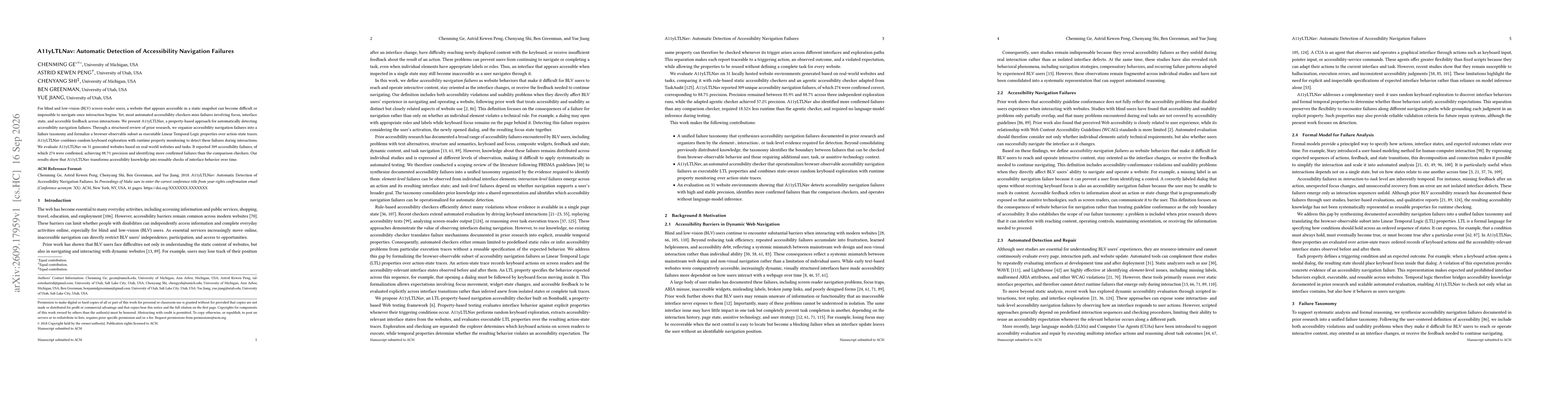 Thumbnail for A11yLTLNav: Automatic Detection of Accessibility Navigation Failures