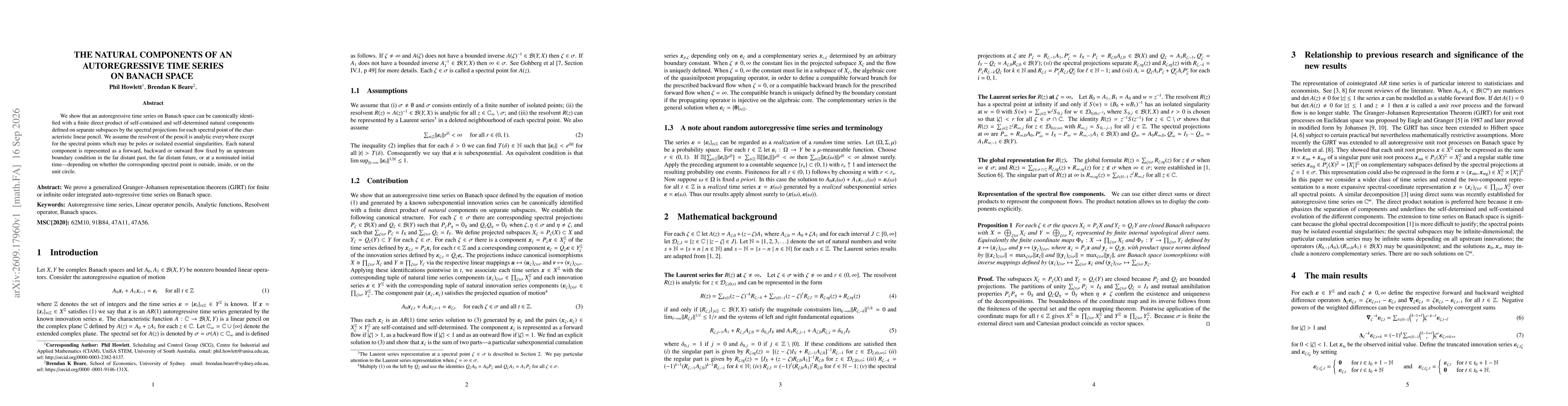 Thumbnail for The natural components of an autoregressive time series on Banach space